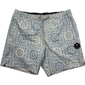 Vissla Board Shorts Mens XL Blue Geometric Ecolastics Swim Trunks Hemp